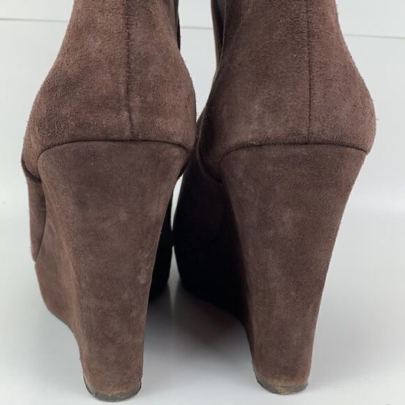 Jessica Simpson Brown Suede Leather wedge platform ankle boots - Picture 6 of 12